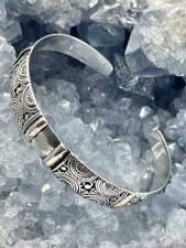 Vintage Solid 925 Sterling Silver Boho Suarti-style Cuff Bangle Bracelet ~ 15g