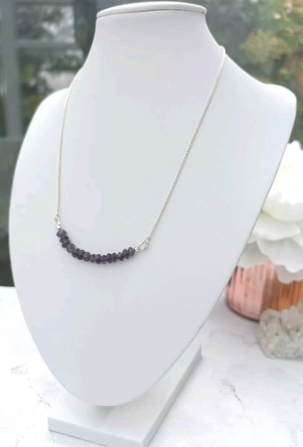 Dainty amethyst bar silver - amethyst,