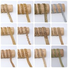 FCL 2 Yrd Fine Metallic Stone Zari Cutwork Sari Dupatta Sewing Lace Trim Border