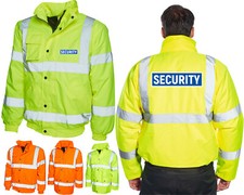 SECURITY Hi Vis Bomber Jacket Bodyguard Bouncer Workwear Reflective Hi Viz Coat