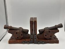 2x Wooden Canon Gun Bookends
