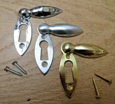 SOLID BRASS VICTORIAN OLD STYLE KEYHOLE KEY HOLE COVERS ESCUTCHEON COVERED 