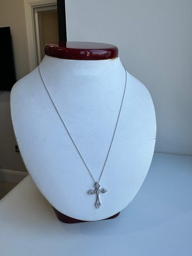 14k white gold carat cross - 14k, 10