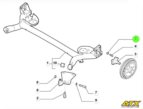 Rear stub axle mounting - rear,