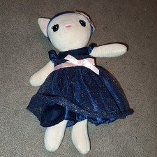 H&M Cat Dark Blue Sparkle Dress Kitty Soft Toy Plush