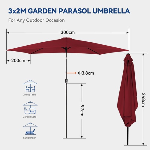 3x2m large parasol umbrella - large,