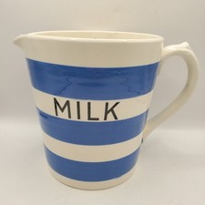Sadler Kleen Kitchen Ware 2 Pint  Measuring Milk Jug Cream & Blue Cornish