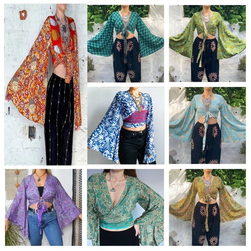 Silk green wrap top - silk,
