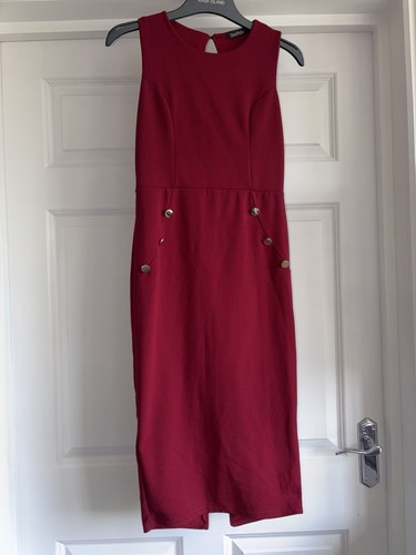Boohoo red midi bodycon - red, dress