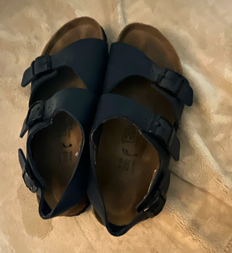 Birki blue leather strappy - leather,