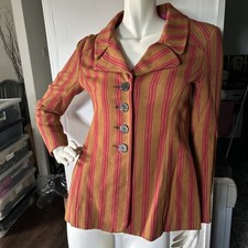 Vintage Brown Stripe Jacket Size 14 ( Vintage Size M) VGC Lined Wool Material