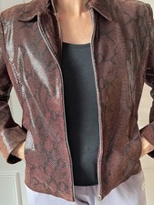 Vera Pelle, Medium, Mulberry and Black, snakeskin-style leather Jacket.