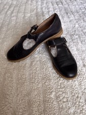 Top Shop Vintage T Bar Mary Jane Black Leather Shoes Size UK 4 Eu 37