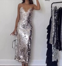 Zara Silver Sequin Slip Long