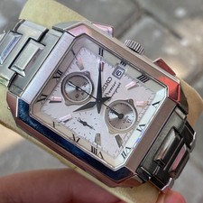 RARE Seiko Premier Chronograph SNA741P1 White Dial Quartz 7T62-0GE0 Watch Men
