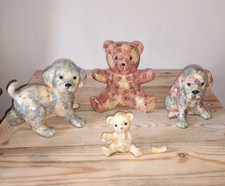Bundle Job lot 4 Park Rose Bridlington Ceramic Bear Dog Floral Pottery Vase Good