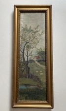 Vintage Oil Painting Country Side Scene With Sheep On Canvas Framed Shabby Chic