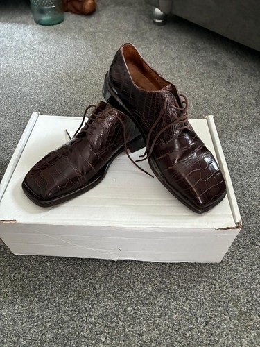 Gucci mens brown croc effect - croc,