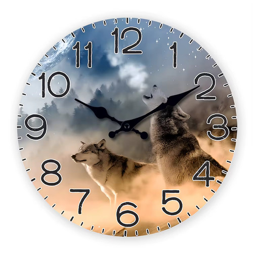 Wolves wall clock - 30cm, howling