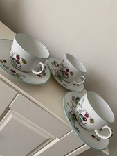 3 x Vintage Royal Worcester Strawberry Fair Small Tea Cup Saucer Sets  Duos