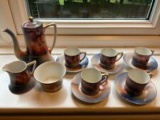 NORITAKE pre-1908 13-piece coffee set w/Japanese scenes. VGC!