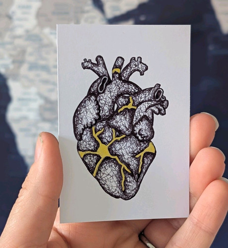 Aceo original kintsugi - kintsugi, heart