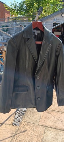 Black leather look ladies - black,