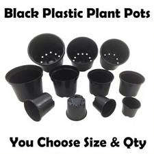 Strong Black Plastic Plant Pot Flower Pots 1 To 20 Litre Garden Planter Herb
