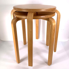 Vintage Ikea Frosta Stools x 2 Pair 90s Set Of 2 Bent Wood Stackable Side Tables