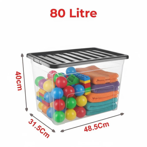 3x80l clear plastic storage - 3x80l,