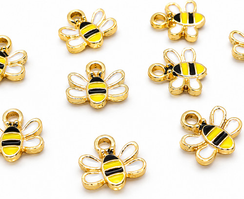 Bee enamel charms - bee, 10mm