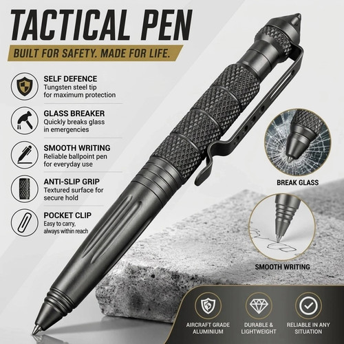 Tactical pen glass breaker edc - pen,