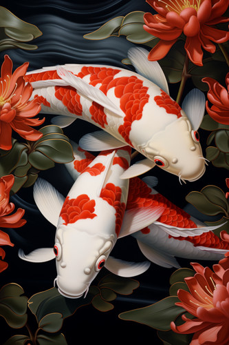 Japanese koi carp fish canvas - japanese,