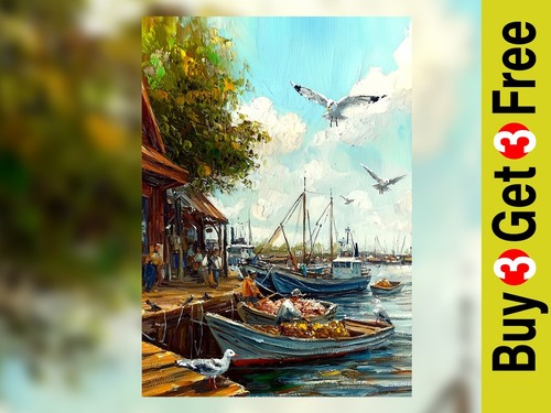 Fishing dock print - 5"x7", on