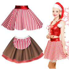 Ladies Candy Cane COSTUME Skirt Christmas Fancy Dress Dance Costume PLUS SIZE