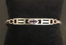 Fully Hallmarked Rennie Mackintosh style 925 Sterling Silver & Amethyst Bangle