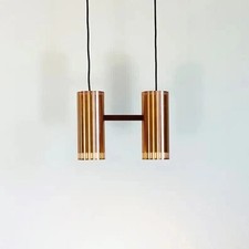 A copper & teak pendant light