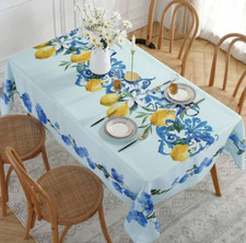 Beautiful Tablecloth For Spring & Summer Italian Style Anti-Stain Lemon Printed