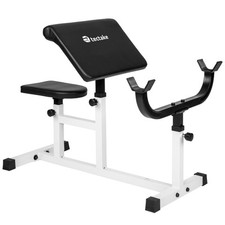 Preacher bicep arm curl bench training seated workout adjustable home fitness