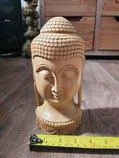 Wooden Handmade Sleeping Buddha 8" Nice showpiece for Home Decor Good Luck Idol