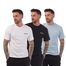 Men's Jack Jones 3 Pack Beau Footprint T-Shirts in Multicolour