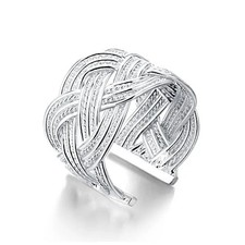 925 Sterling Silver plated Adjustable Ring Weave Twist Rope Thumb Finger UK