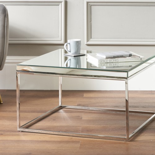 Mirrored glass coffee table - mirrored,