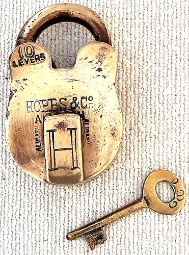 Antique brass padlock hobbs - antique,