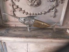 VINTAGE ARTICULATED MARLIN FISH SILVER PLATE