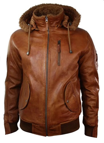 Men brown hooded fur - fur, real