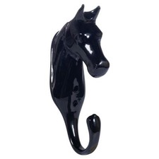 HKM Horse Head Aluminium Coat Wall Hook - Black 15.5cm