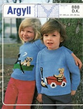 ~ Argyll Knitting Pattern For Owl & Pussycat & Teddy In A Car Jumper ~ 20" ~ 26"