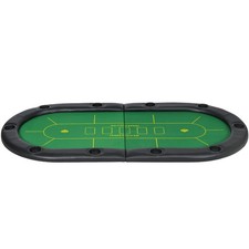 SPORTNOW Foldable Poker Mat, 10-Player Table Top with Cup Holders, Carry Bag