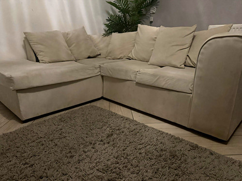 Beige fabric corner sofa with - fabric,